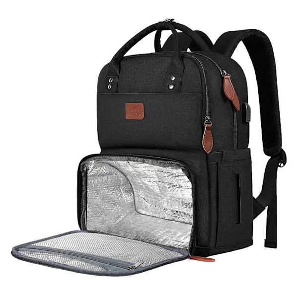 Kannettavan tietokoneen reppu / lounaslaukku 15,6 tuuman Matein 1162 USB, musta