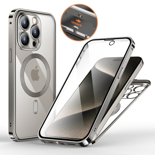 iPhone skal med skärmskydd för iPhone 15-serien iPhone 15 Silver