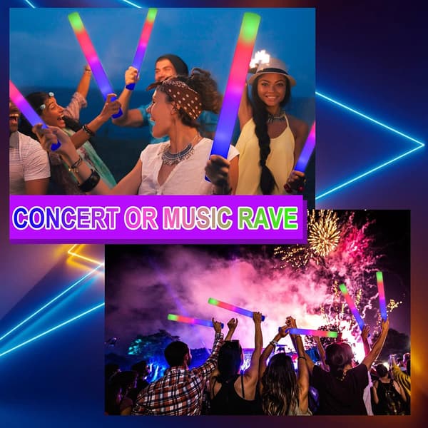 Farverige LED Skum Glow Sticks - 12 stk. Pakke