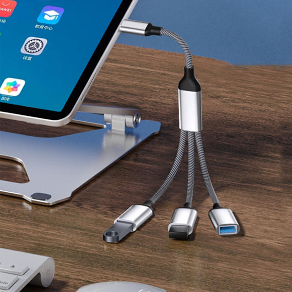 Typ-C till 3-portars USB-hubb splitteradapter Silver Silver