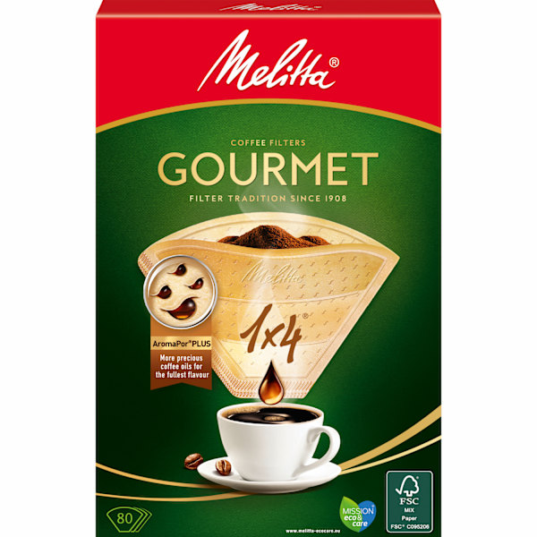 Kaffefilter Gourmet 1X4 Oblekta 80st X8dfp