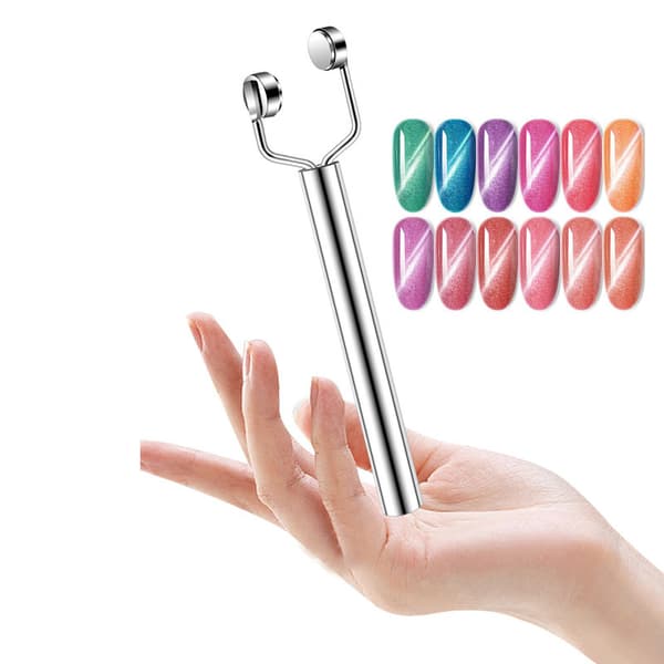 3-i-1 Y-formet Cat Eye-magnet til neglekunst (sølv)