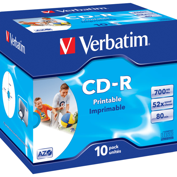 CD-R, 52x, 700MB/80 min, 10-pack, jewel case, AZO, printable