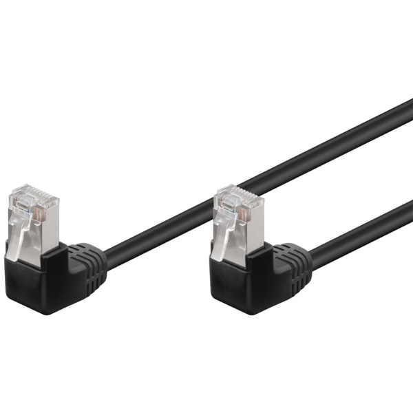 Patchkabel CAT 5e, 2x 90° vinklad, F/UTP, svart, 1 m