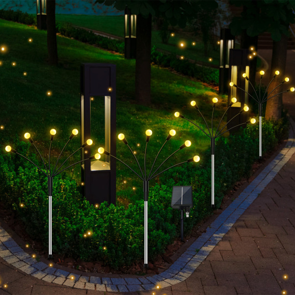 INF Solcellsdriven trädgårdsbelysning Firefly med 8 LED-lampor 4-pack Varm vit