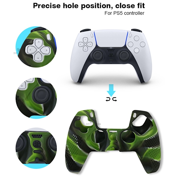 Anti-Slip Silikone Cover til PS5 Controller Sort + Grøn