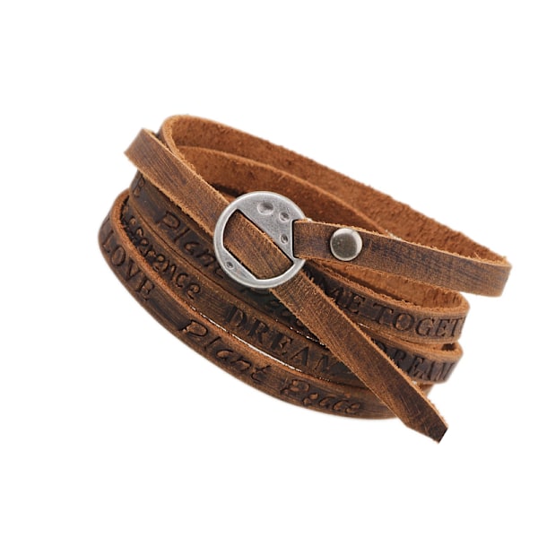 Armband i äkta läder med antik silverspänne
