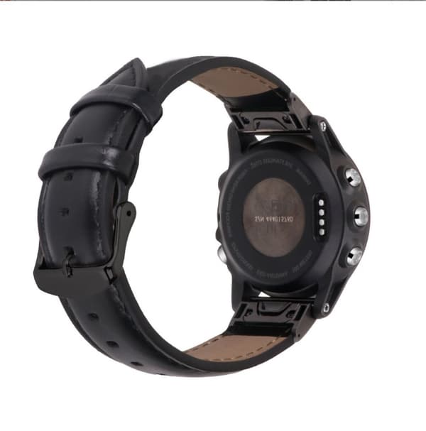 Urrem i ægte læder til Garmin Fenix 7S/6S/5S - Quick Release Black 26 mm Black 26 mm