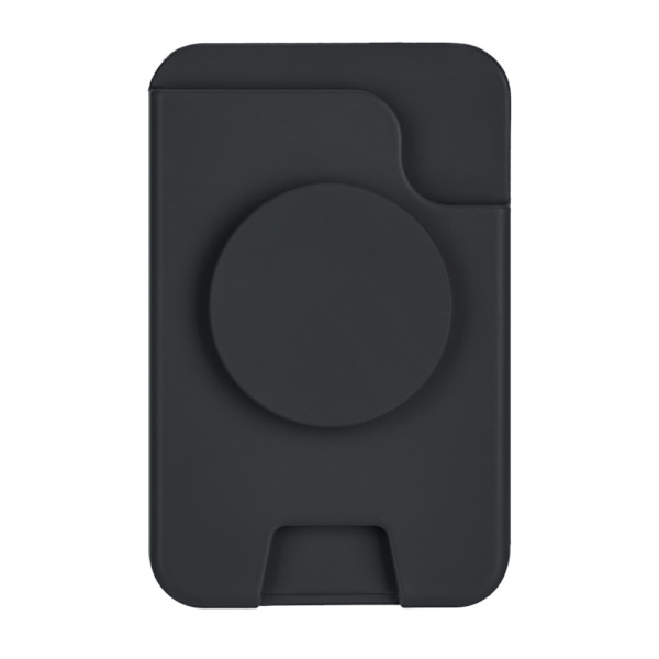 Magneettinen iPhone 12-15 -kotelo turvatyynyn jalustalla Musta