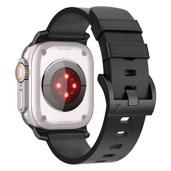 Horween læderurrem til Apple Watch 42/44/46/49 mm - mørkebrun Sort