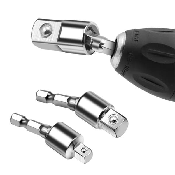 3 stk. Universal Joint Socket Adapter Sæt med Sølv Kort Skruenøgle - 1/4", 3/8", 1/2" Drev Impact