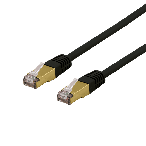 S/FTP Cat6a patch cable, delta cert, LSZH, 5m, black