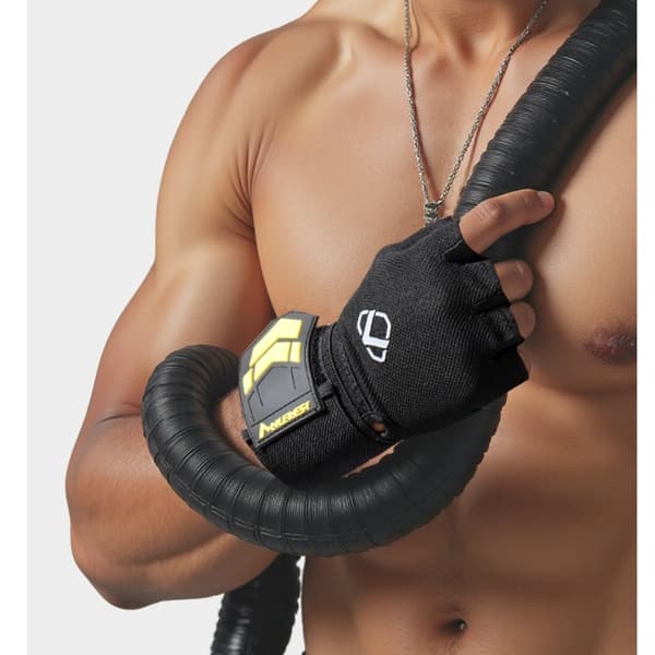 Fitnesshandsker med anti-slip til vægtløftning, pull-ups og cykling — polyester håndfladebeskyttelse, åndbar pasform og polstring, 1 par, S/M/L L L