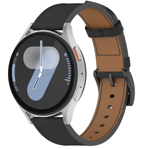 Armband i äkta Läder för Samsung Watch 4 5 6 7 Svart