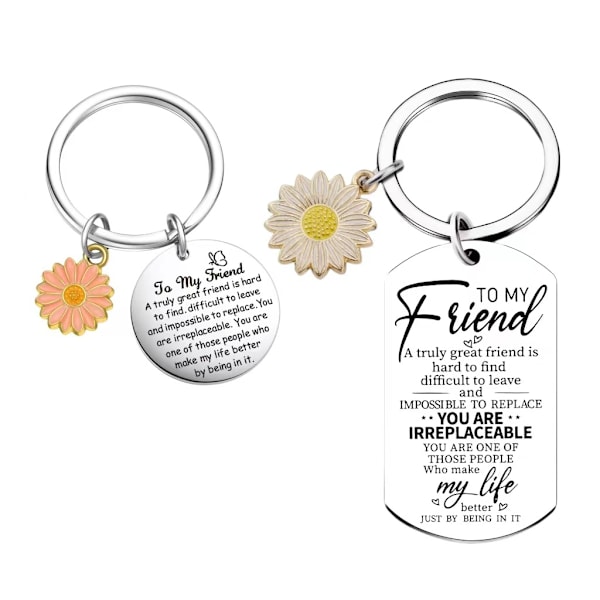 To My Friends Sunflower Keychain - Vänskapspresent i rostfritt stål model 1