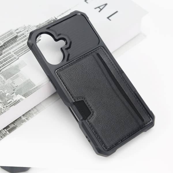 Elegant svart plånboksfodral för iPhone 16-serien iPhone 16