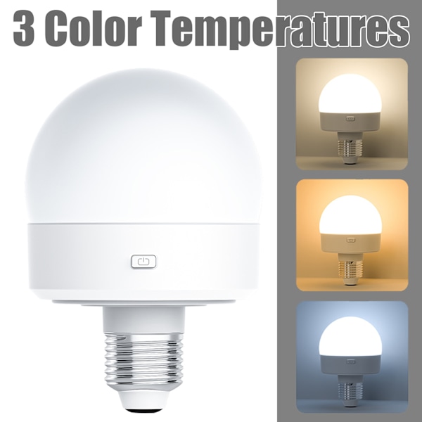 INF Uppladdningsbar LED-glödlampa med 3 färgtemperaturer och fjärrkontroll E26/E27 lamphållare