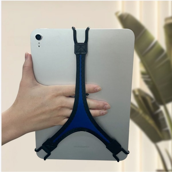 Multifunktionell triangulär handrem kompatibel med iPad, e-läsare och surfplattor — högelastisk nylon för enhandsgrepp Dark Blue Dark Blue