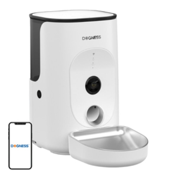 Dogness F15 WiFi 4L smart matautomat med kamera med behållare i rostfritt stål (vit)