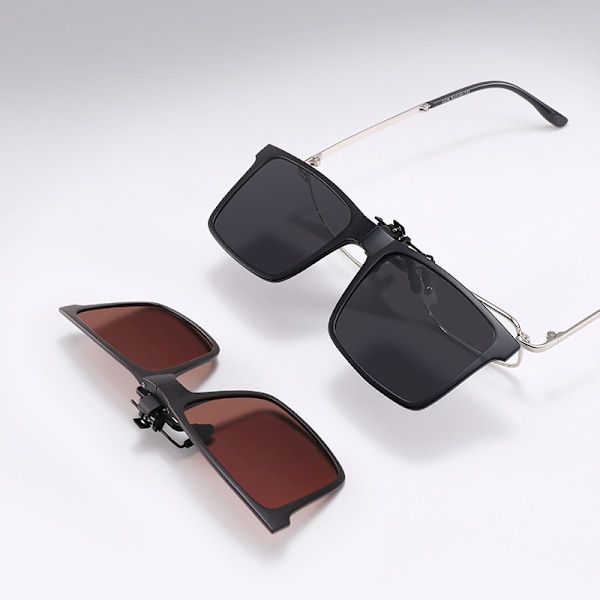 Vikbara Clip-On Solglasögon - Polariserade Grey Grey