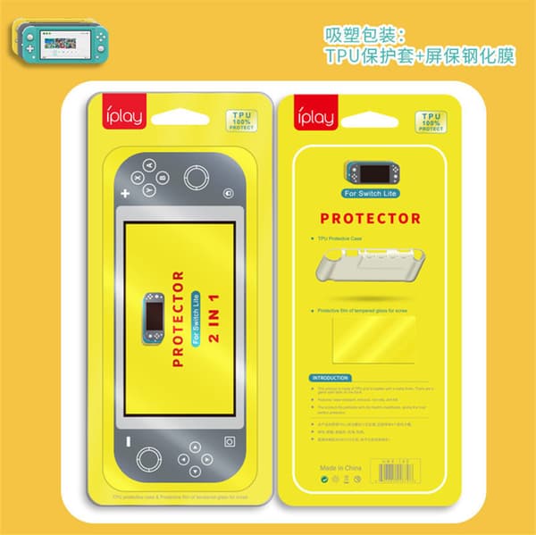 Switch Lite/Mini TPU-kotelo ja karkaistu lasinen näytönsuoja Black Black