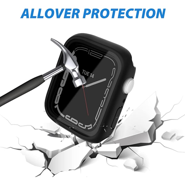 Etui med skærmbeskytter til Apple Watch 7/8 (45 mm) Sort