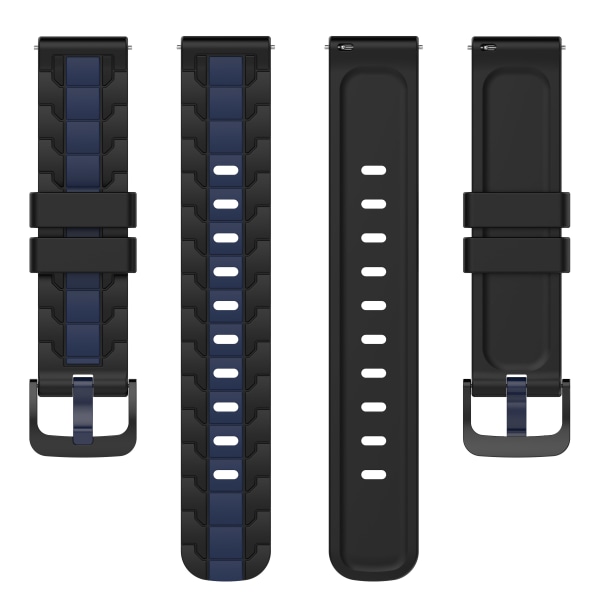 Klockarmband silikon svart/blå 22 mm