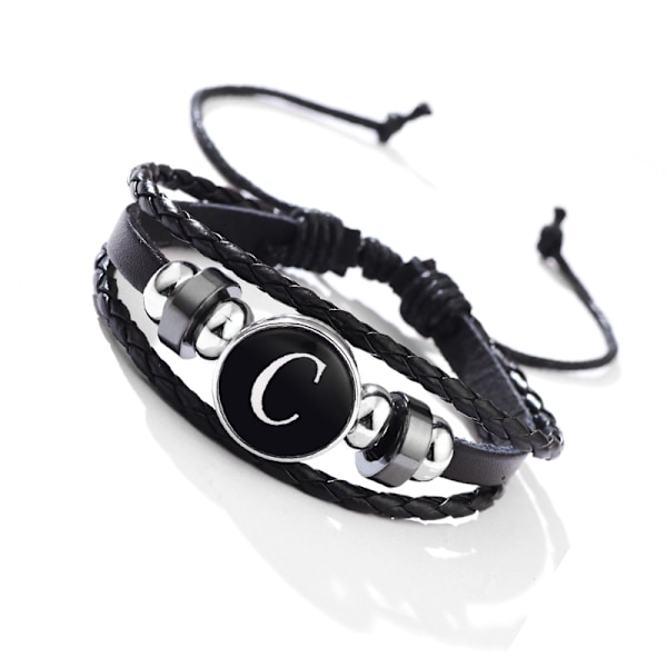 Personligt herr läderarmband med initialen C - Anpassad graverad present
