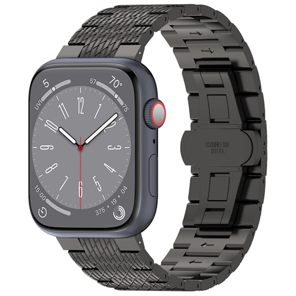 Tekstureret stålrem til Garmin Forerunner 165/165 Music/168/168 Music/D2 Air X10/Bounce/vivoactive 5/Active 5/VivoMove T Sort 20mm