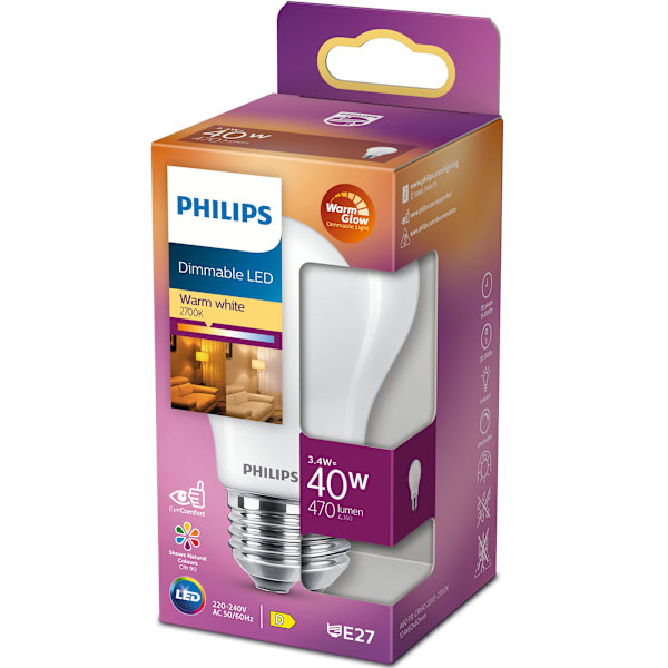 LED E27 Normal 40W Frost Dimbar WarmGl 470lm