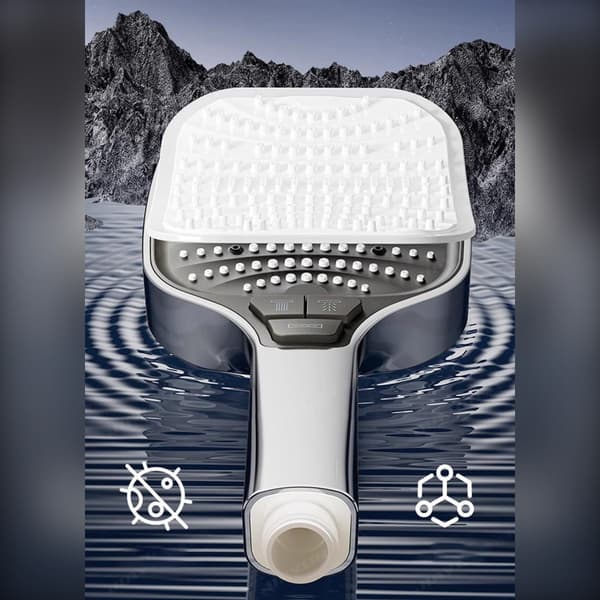 8-Mode High-Pressure Handheld Shower Head with Piano-Key One-Touch Switch, Anti-Clog Silicone Nozzles Grey Grey