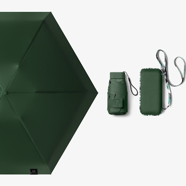 Sun&Rain Paraply, 5-foldet Pocket Paraply Grøn