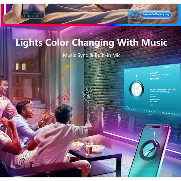 Smarta LED-slingor 15M med WiFi-kontroller & APP