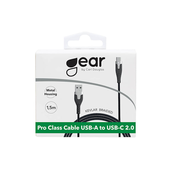 Laddkabel PRO USB-A till USB-C 2.0 1.5m Svart Kevlarkabel med Metallkopplingar