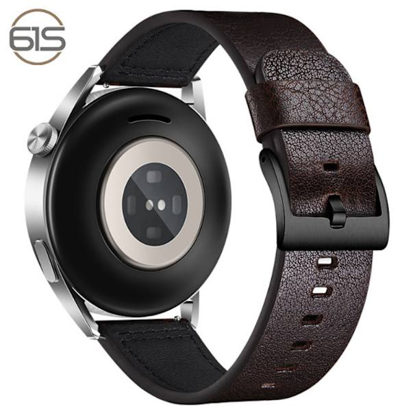 Armband i äkta läder för Samsung Galaxy Watch 4 Kaffe+svart 20 mm