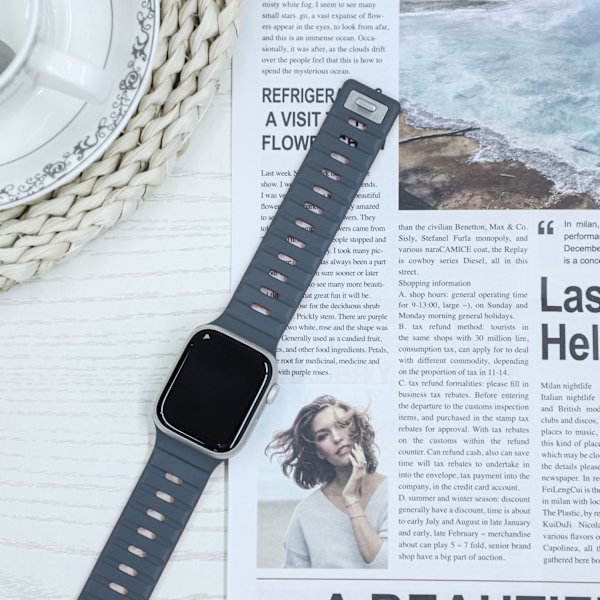 Magnetiskt silikonarmband för Apple Watch - Svart/Orange (38/40/41mm) Mörkgrå