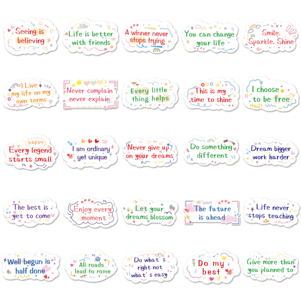 DIY Sticker Pack - 50 unikke designs Inspirerende engelske korte sætninger 2
