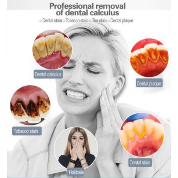 INF Ultraljud tandstensborttagare och 4 rengöringshuvuden Vit