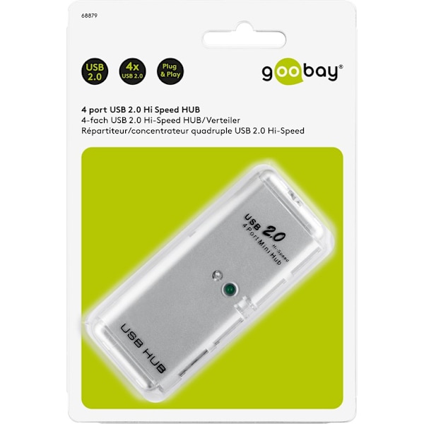USB-hubb med 4 portar USB 2.0 Hi-Speed