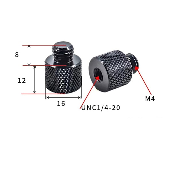 Jalustan kierreadapteri M12 - 1/4" uros - 5 kpl M4