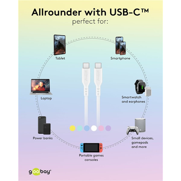 USB-C™-silikonkabel, 1,5 m, blå