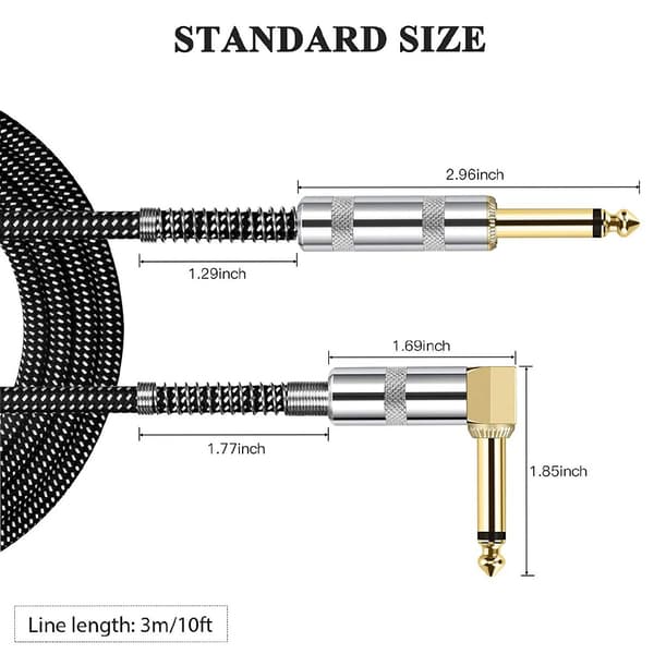 6.35mm Gitarr Instrumentkabel - Lågbrusprestanda för Bas, Akustiska och Elektriska Instrument 3 m 3 m