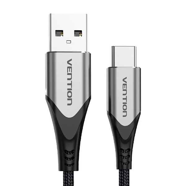 USB 2.0 A–USB-C 3A kaapeli 0,5 m tuuletus CODHD harmaa