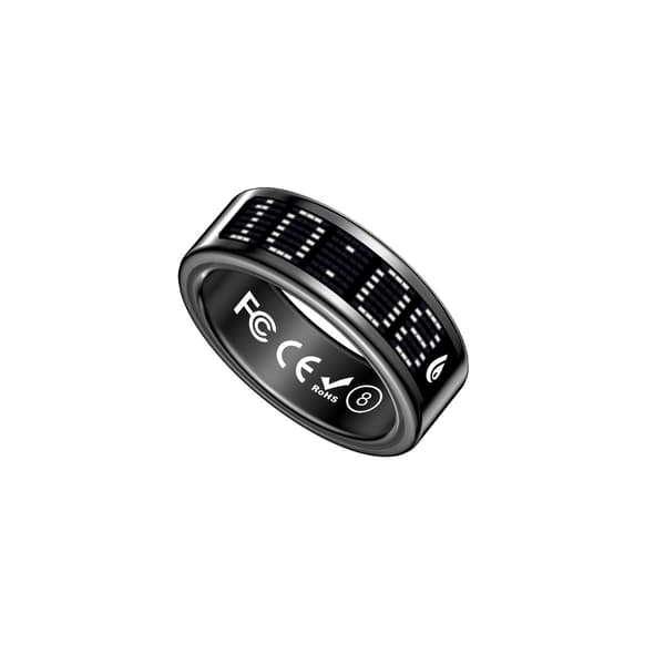 Smart Ring med Display och Laddningsfodral - Spåra Träning & Hälsa Black 12 Black 12