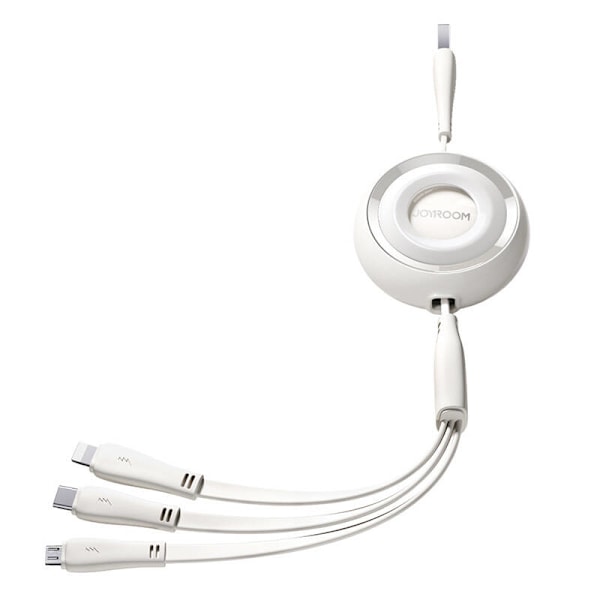 3in1 Joyroom Colorful USB till USB-C/Lightning/Micro USB-kabel 3,5A, 1m (vit)