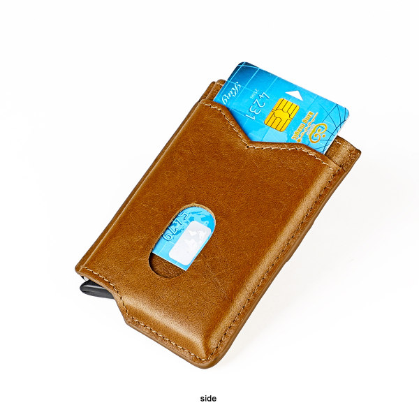 RFID automaattinen alumiinilaatikko korttipidike Tumman ruskea Tumman ruskea