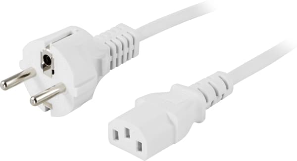 Earthed device cable, straight CEE 7/7 to straight IEC 60320