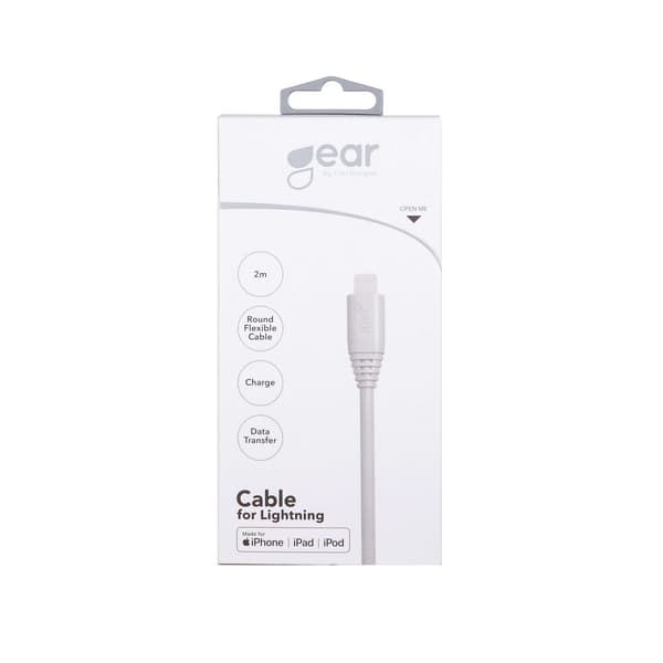 Pyöreä latauskaapeli Lightning USB-A 2m Valkoinen MFI