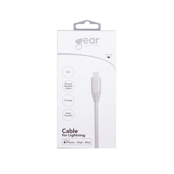 Rundt ladekabel Lightning til USB-A 2m Hvid MFI