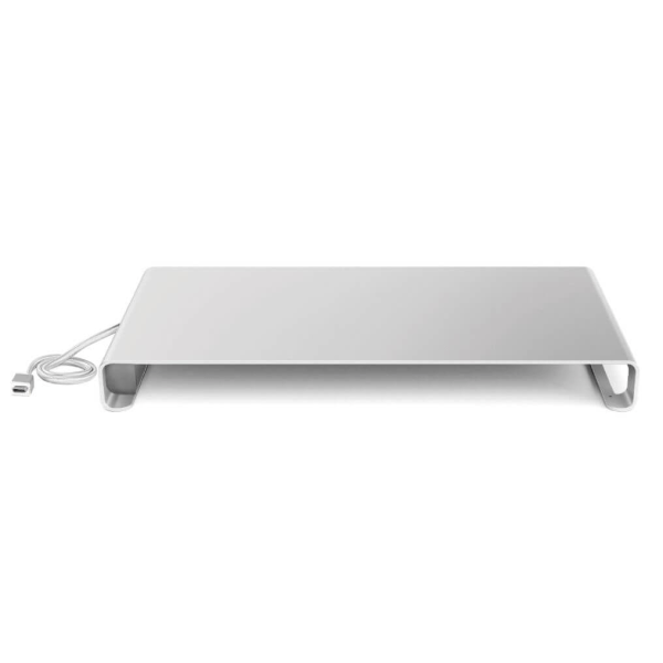 DESIRE2 Monitorställ Riser Universal 3x USB-A, 1x Type-C, Silver